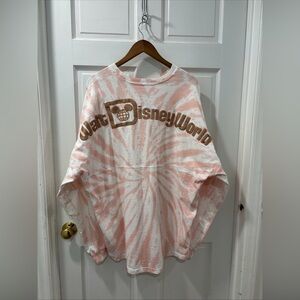Walt Disney World Tie Dye Spirit Jersey Size XL Pink/White/Rose Gold Glitter EUC
